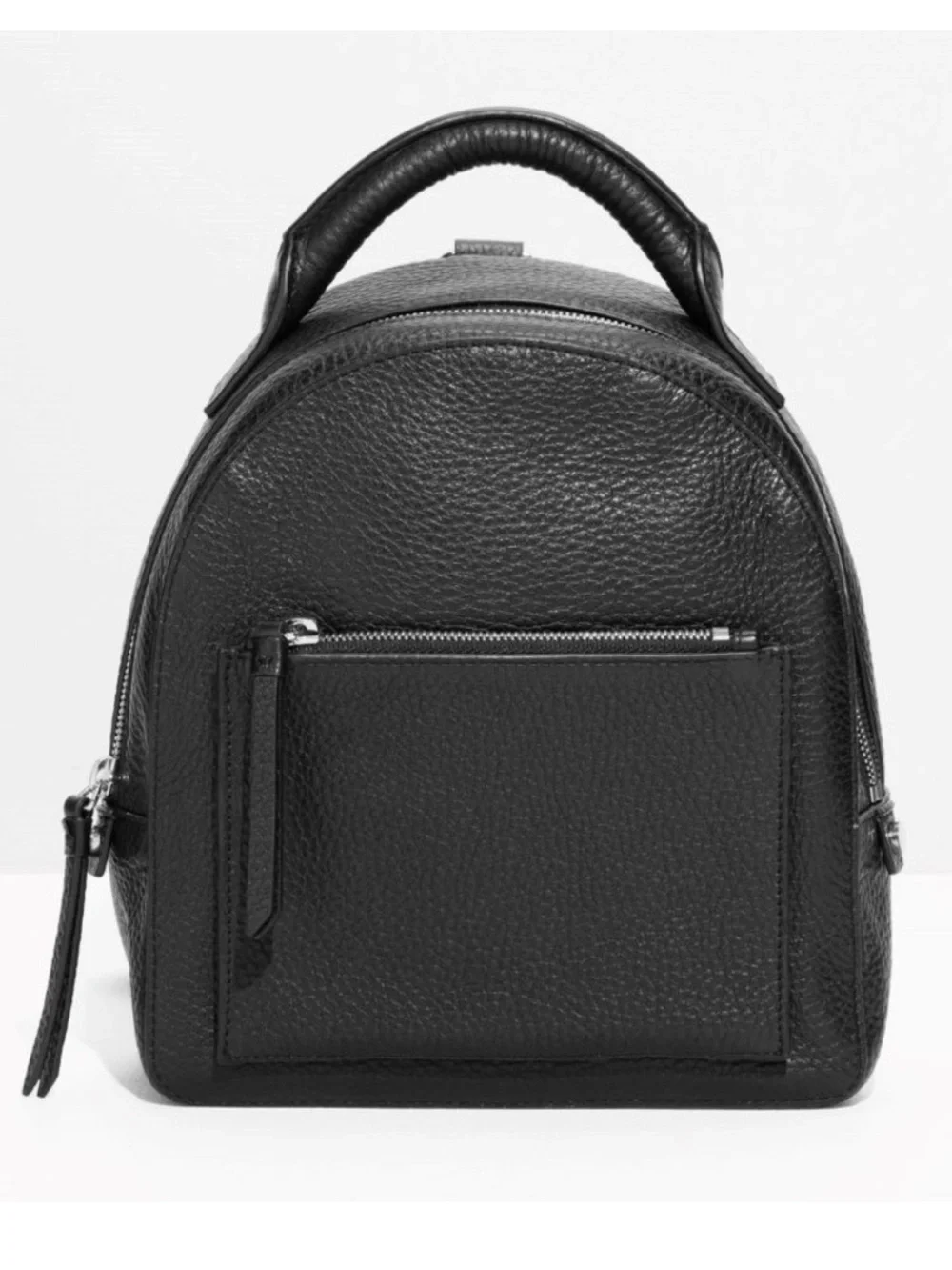 & Other Stories Black Genuine Leather Mini Backpack